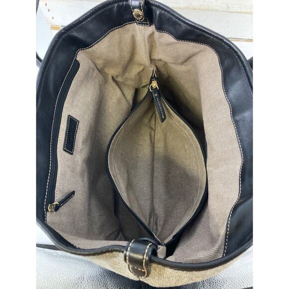 DOONEY & BOURKE CANVAS, LEATHER TRIM GRAY, BLACK SHOULDER BAG - Picture 8 of 16